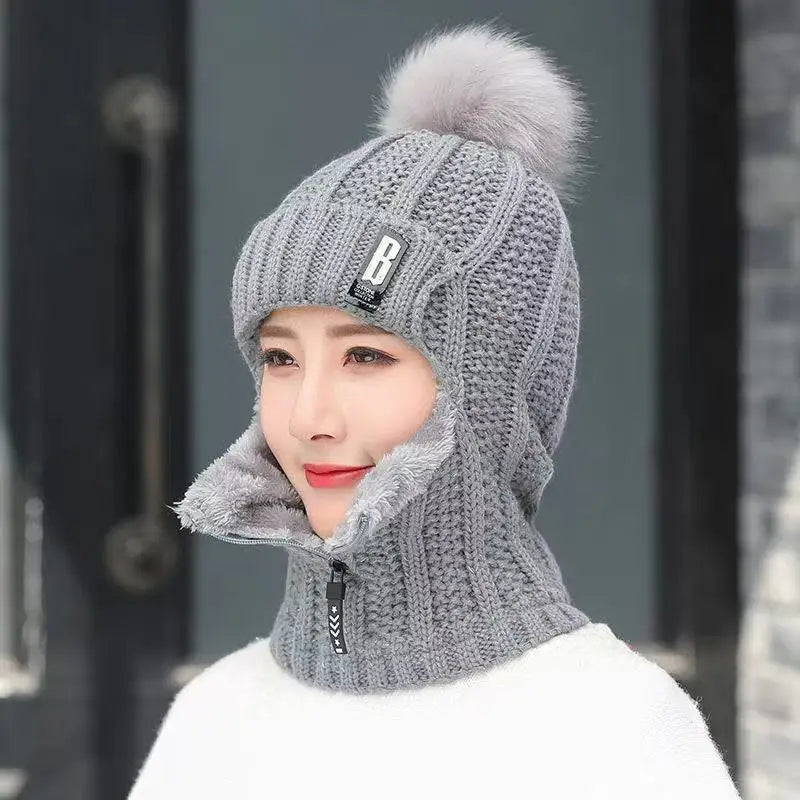 Cozy Knit Winter Beanie With Pom Pom For Cold Weather GRAY NALANI