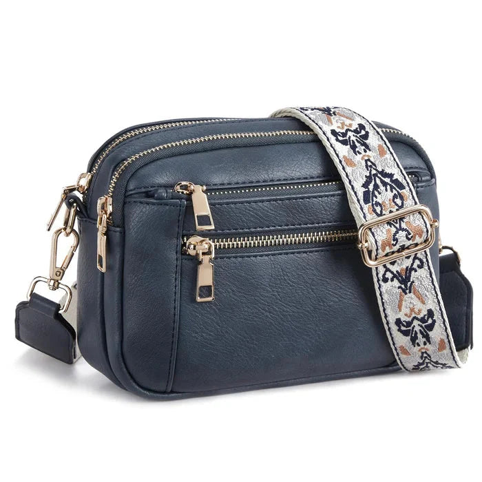 Colorful Straps Crossbody Vegan Leather Bags Blue NALANI