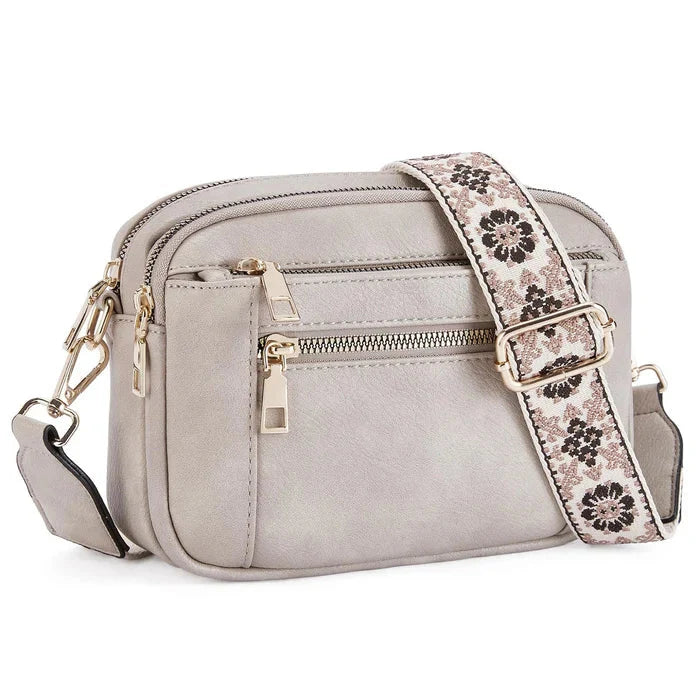 Colorful Straps Crossbody Vegan Leather Bags Gray NALANI