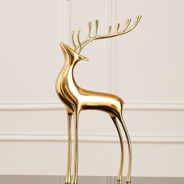 Decorative Golden Reindeer Figurines for Holiday Home Decor Large NaLani