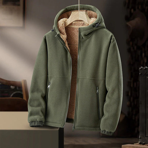 Marbo | Mens Sherpa Lined Fleece Jacket Hooded With Zipper Closure