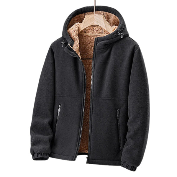 Marbo | Mens Sherpa Lined Fleece Jacket Hooded With Zipper Closure