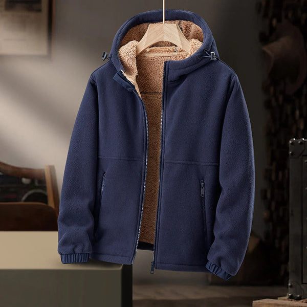 Marbo | Mens Sherpa Lined Fleece Jacket Hooded With Zipper Closure
