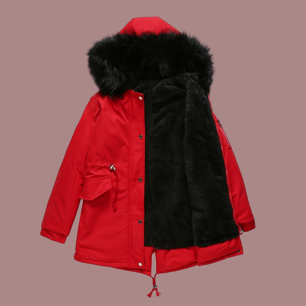 Liana | Women’s Parka Coat – Mid-Length Regular Fit – Faux Fur Hood – Insulated – Adjustable Waist