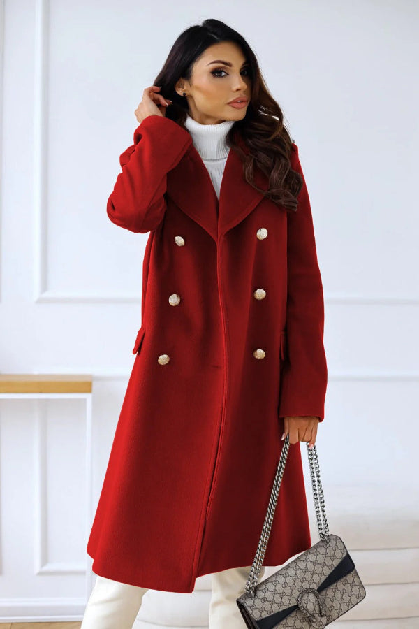 Serado Women’s Trench Coat – Wool – Tailored Fit – Double-Breasted – Full Length