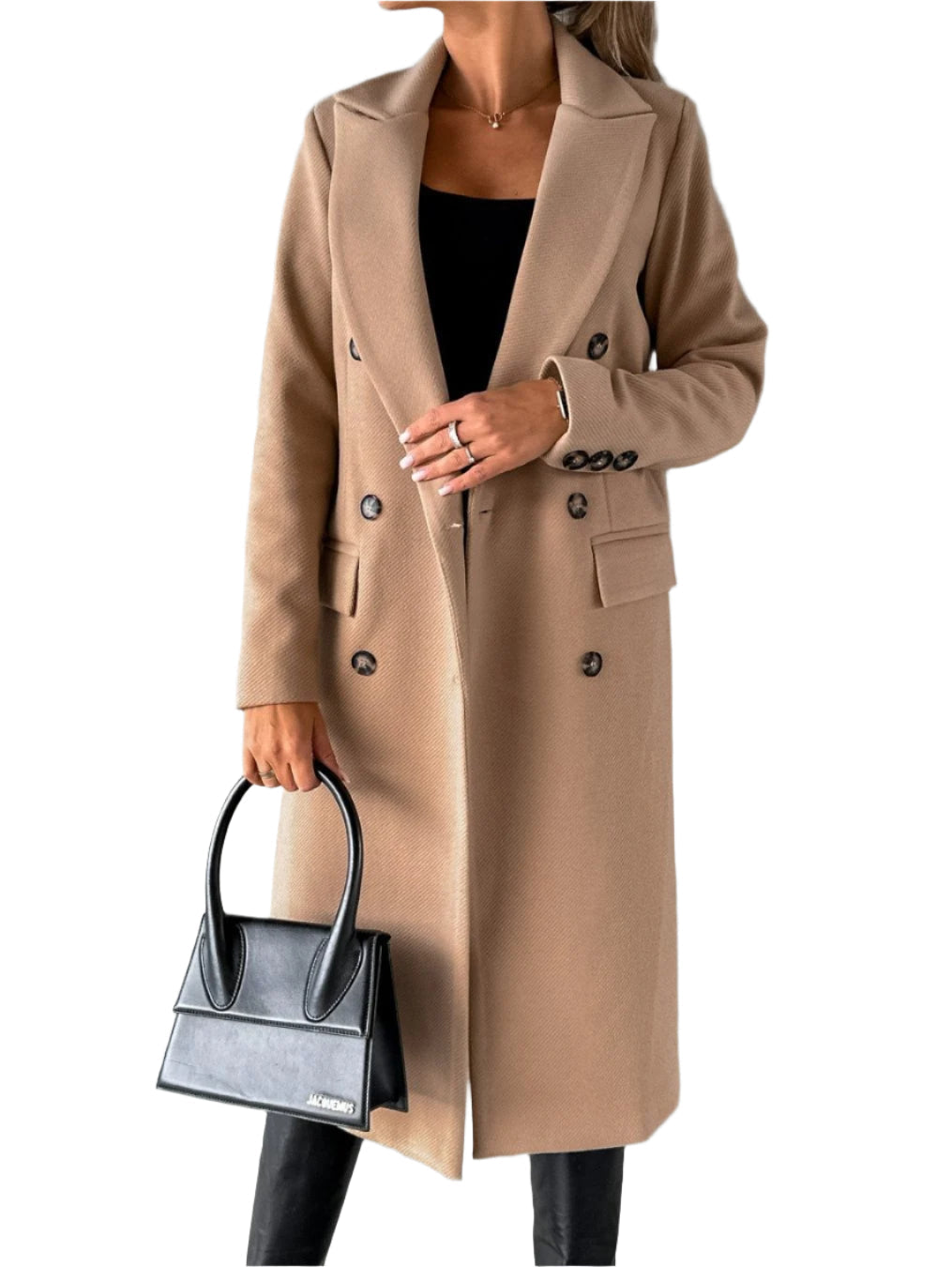 Nalani Women’s Trench Coat – Tailored Fit – Wool Blend – Double-Breasted – Knee Length