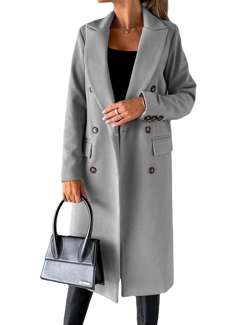 Nalani Women’s Trench Coat – Tailored Fit – Wool Blend – Double-Breasted – Knee Length