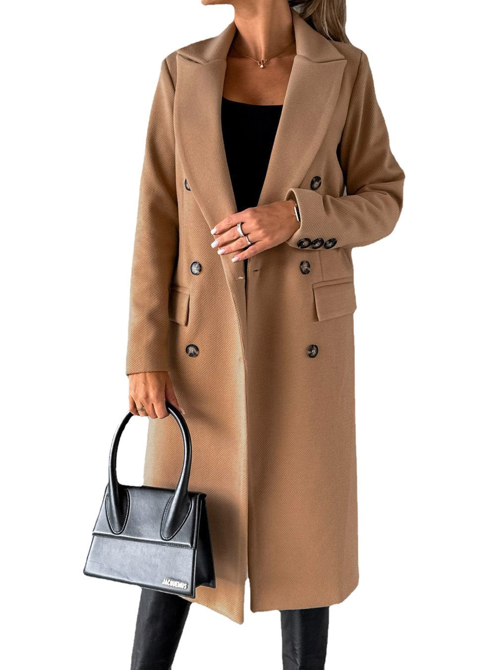 Nalani Women’s Trench Coat – Tailored Fit – Wool Blend – Double-Breasted – Knee Length