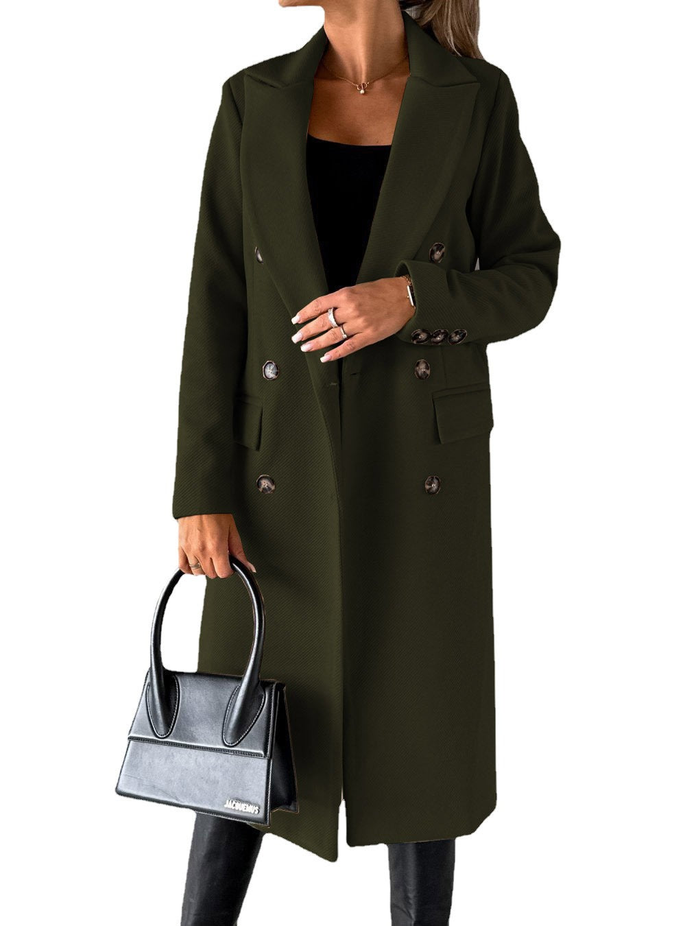 Nalani Women’s Trench Coat – Tailored Fit – Wool Blend – Double-Breasted – Knee Length