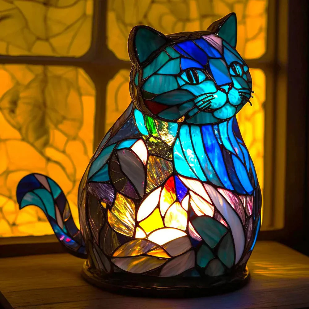 Artistic Glass Lamp with Unique Animal Designs for Stylish Decor Cat 15CM NaLani