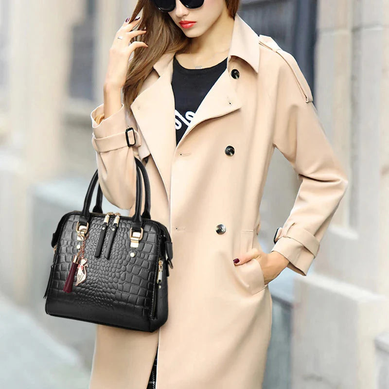 Vegan Leather Crocodile Design Bag For Women NALANI