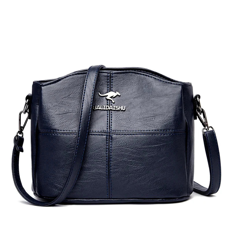 Vegan Leather Handbag For Women Large Everyday Tote Drak Blue NALANI