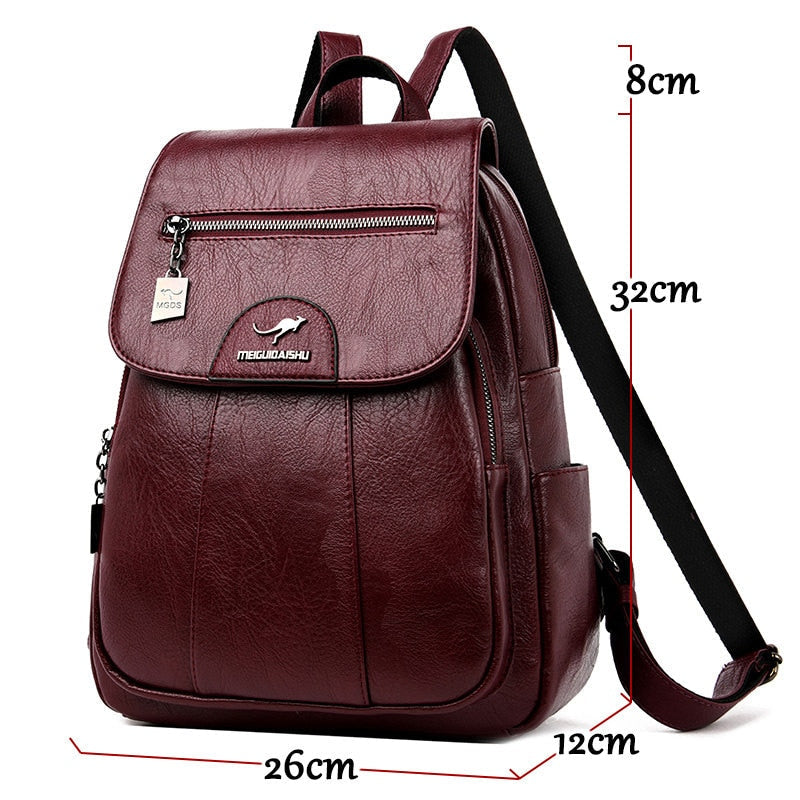 Leather Women Backpack Durable Elegant Daypack For Travel NALANI