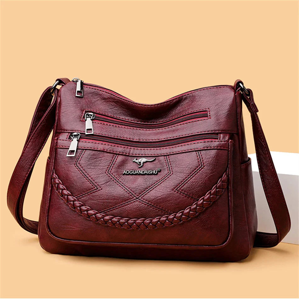 Vegan Leather Crossbody Bag With Secure Zipper Pockets NALANI