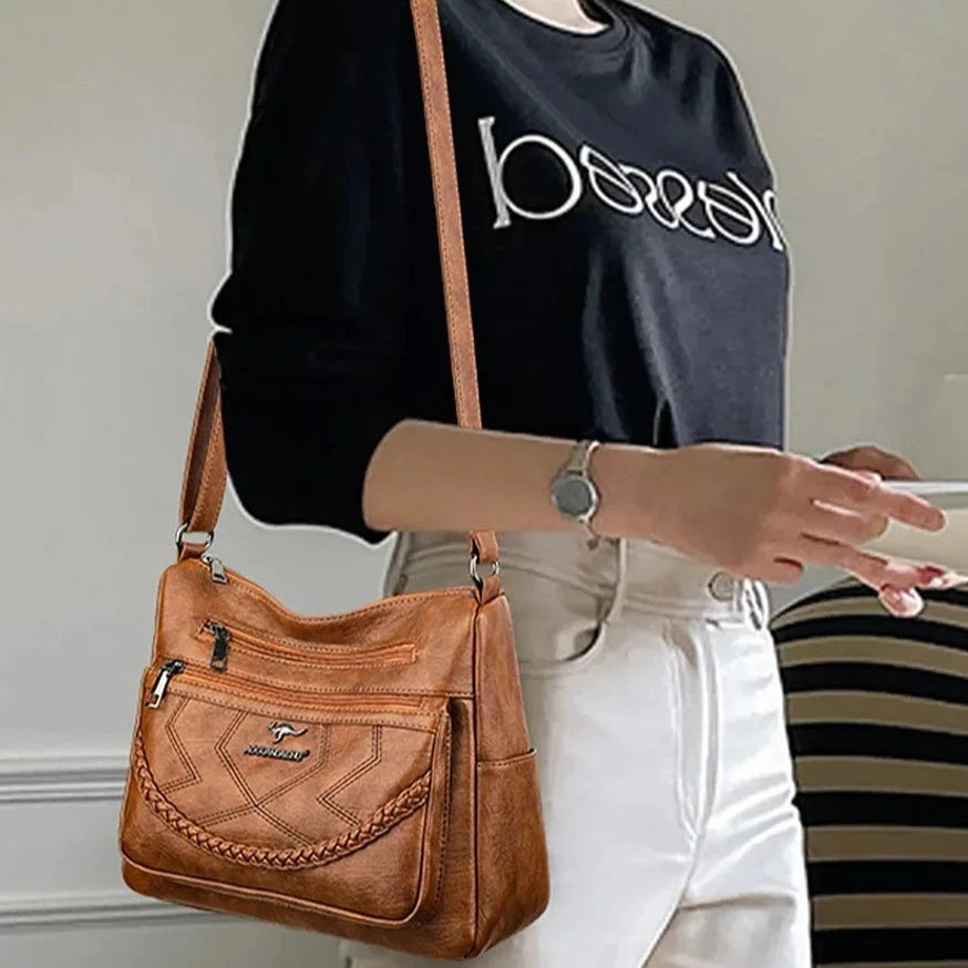 Vegan Leather Crossbody Bag With Secure Zipper Pockets NALANI