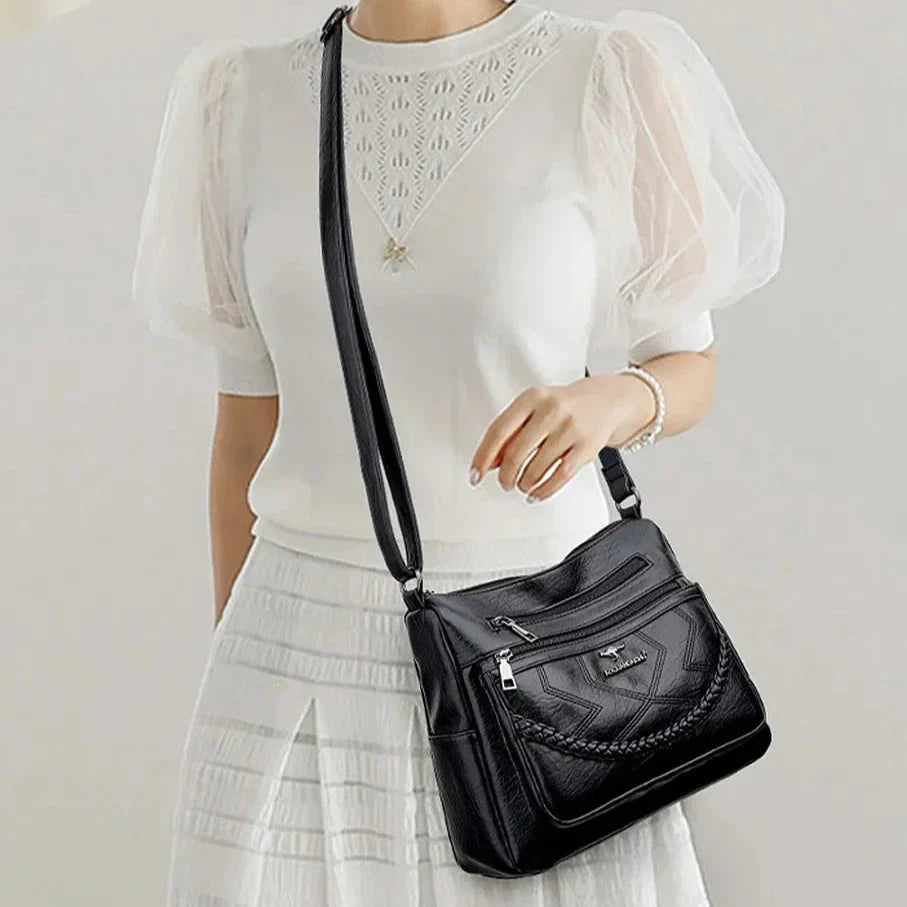 Vegan Leather Crossbody Bag With Secure Zipper Pockets NALANI