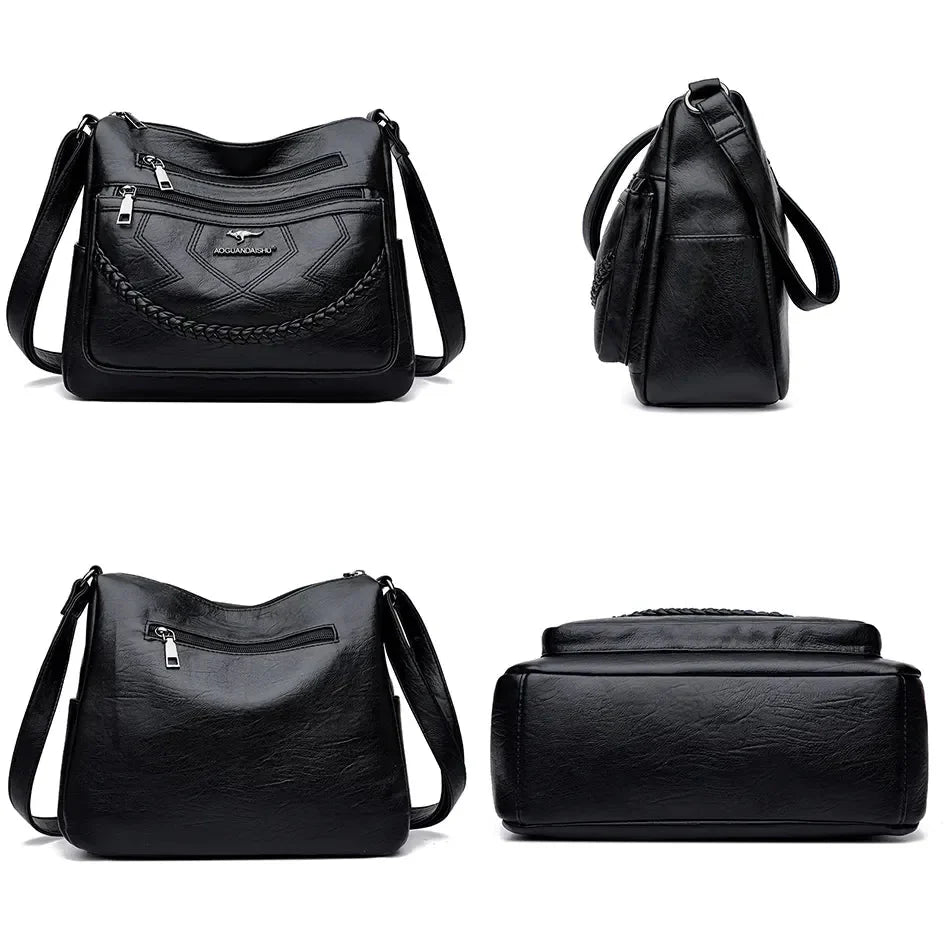 Vegan Leather Crossbody Bag With Secure Zipper Pockets NALANI