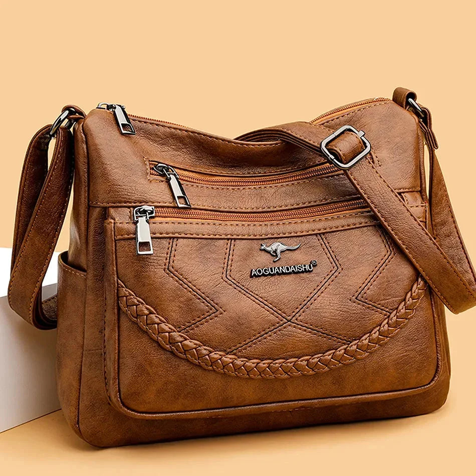Vegan Leather Crossbody Bag With Secure Zipper Pockets NALANI