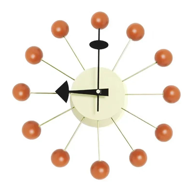 Mid Century Modern Wall Clock With Silent Quartz Movement orange NALANI