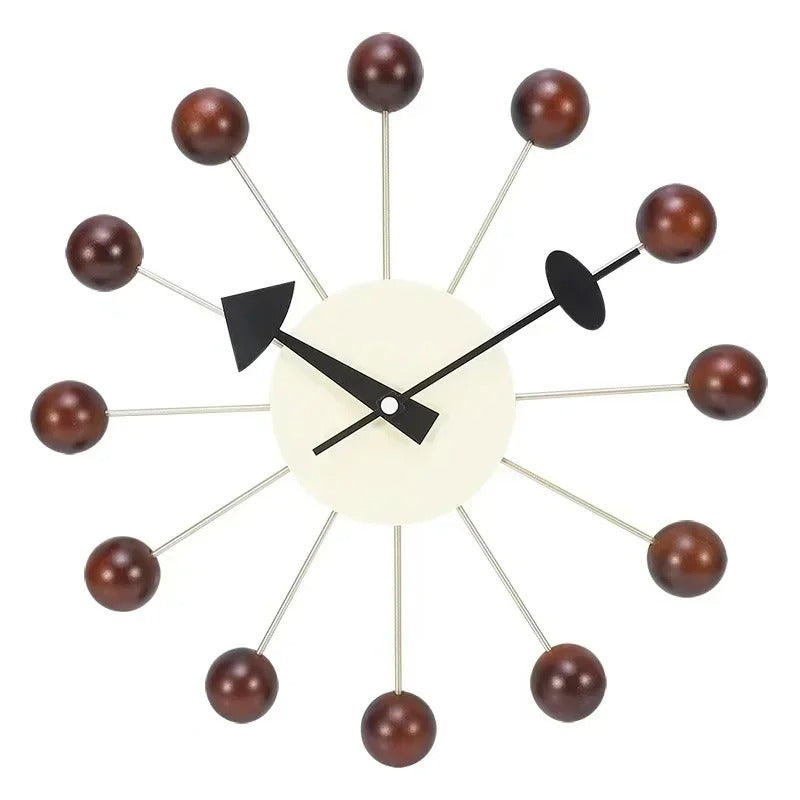 Mid Century Modern Wall Clock With Silent Quartz Movement Dark wood color NALANI