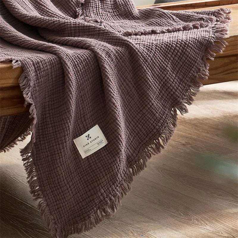 Tassel Cotton Blanket for Cozy Bed and Sofa Comfort NaLani