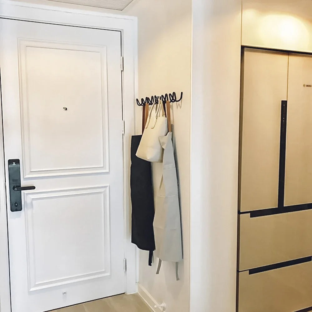 Ocean Wave Wall Hook Wrought Iron Entryway Hanger Mounting NALANI