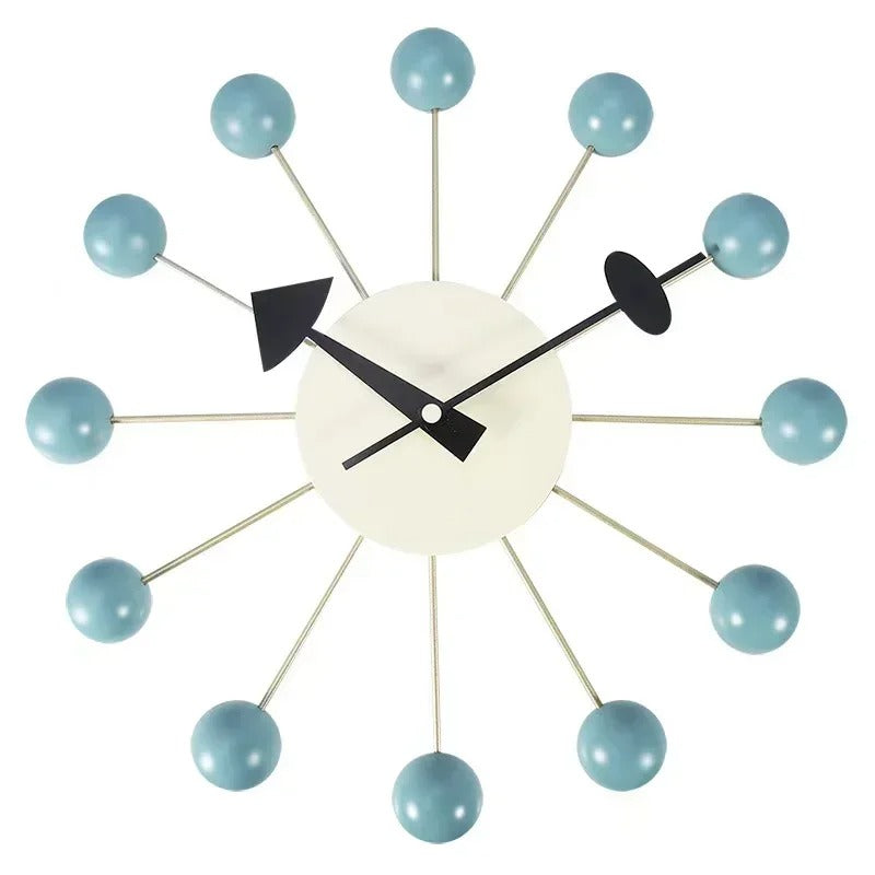Mid Century Modern Wall Clock With Silent Quartz Movement baby blue NALANI