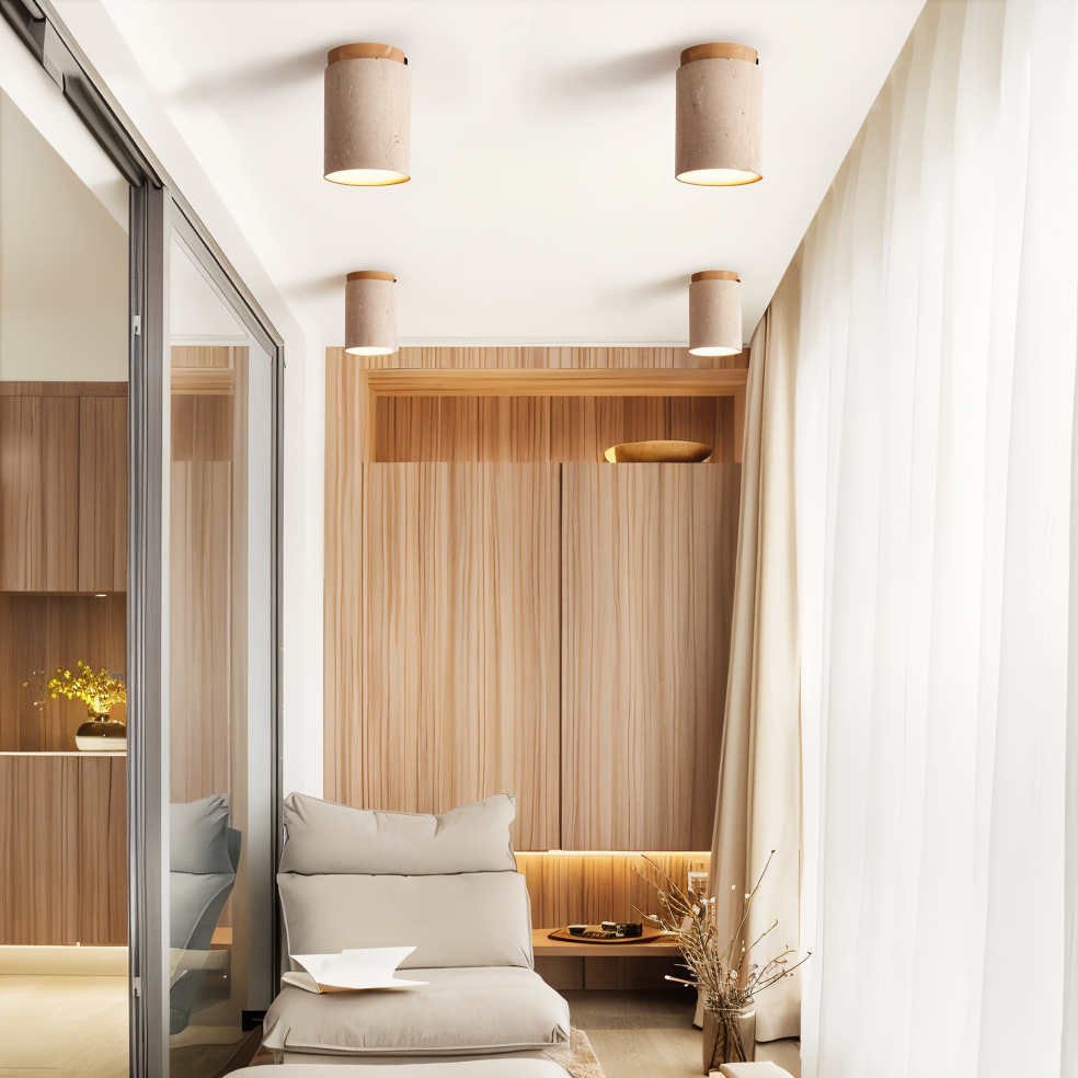 Marble & Wood Flush Mount Spotlight for Elegant Lighting NaLani