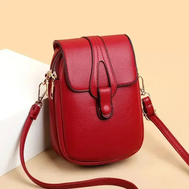 Retro Vegan Leather Small Shoulder Bag For Women Everyday Red NALANI