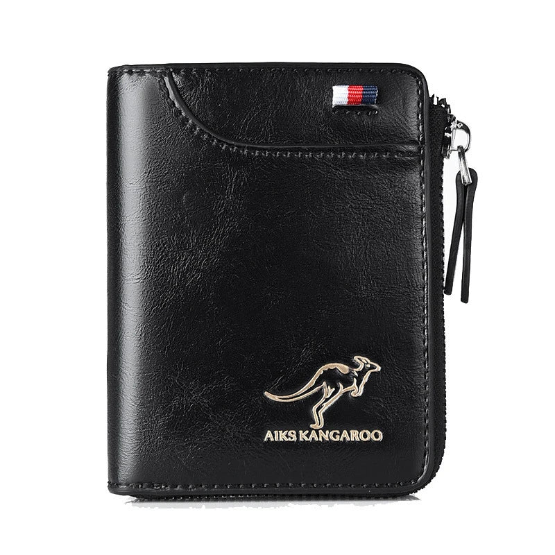 Leather RFID Protected Zipper Wallet for Men Waterproof NALANI