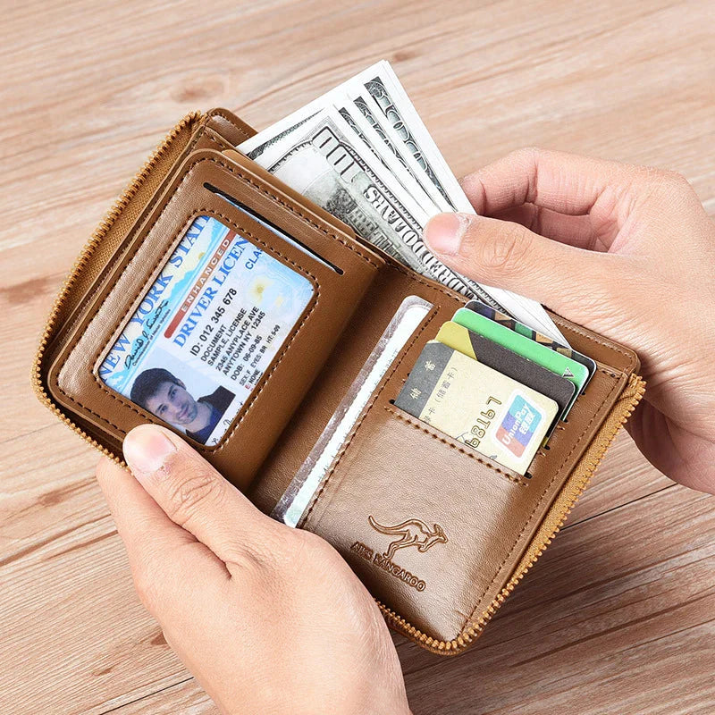 Leather RFID Protected Zipper Wallet for Men Waterproof NALANI