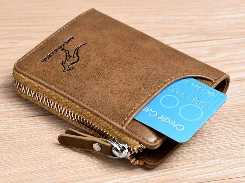 Leather RFID Protected Zipper Wallet for Men Waterproof NALANI