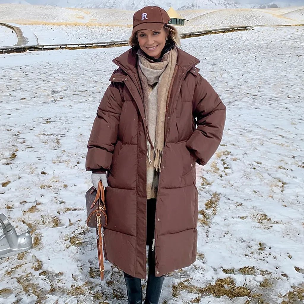 Warm Elegant Long Winter Coat With Hood For Women Chic-Zomer Jassen-NaLani