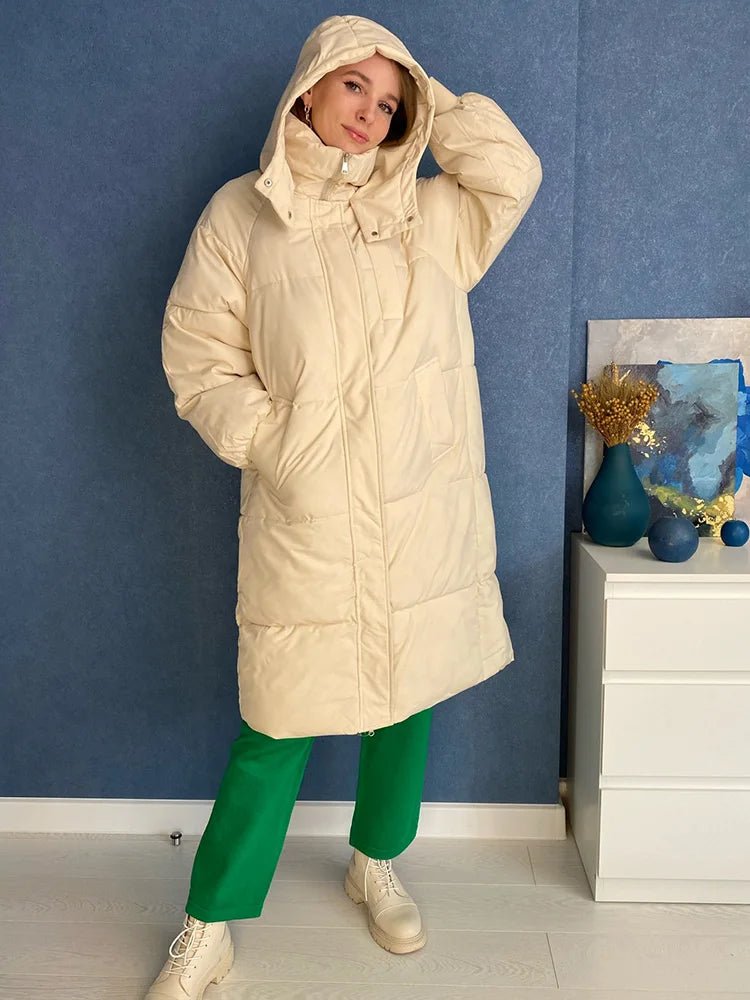 Warm Elegant Long Winter Coat With Hood For Women Chic-Zomer Jassen-NaLani