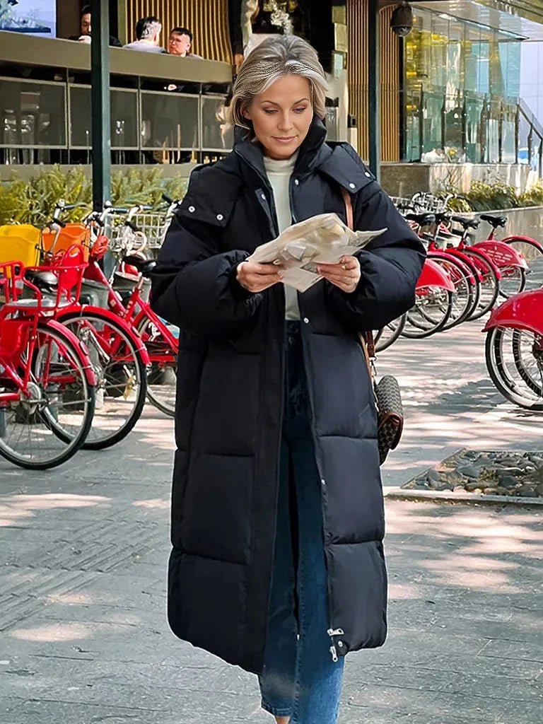 Warm Elegant Long Winter Coat With Hood For Women Chic-Zomer Jassen-NaLani
