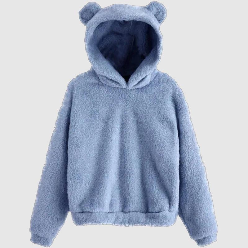 Cozy Fleece Hoodie With Bear Ear Hood For Women Lounge - Nalani - UK Fashion Clothing and Decor