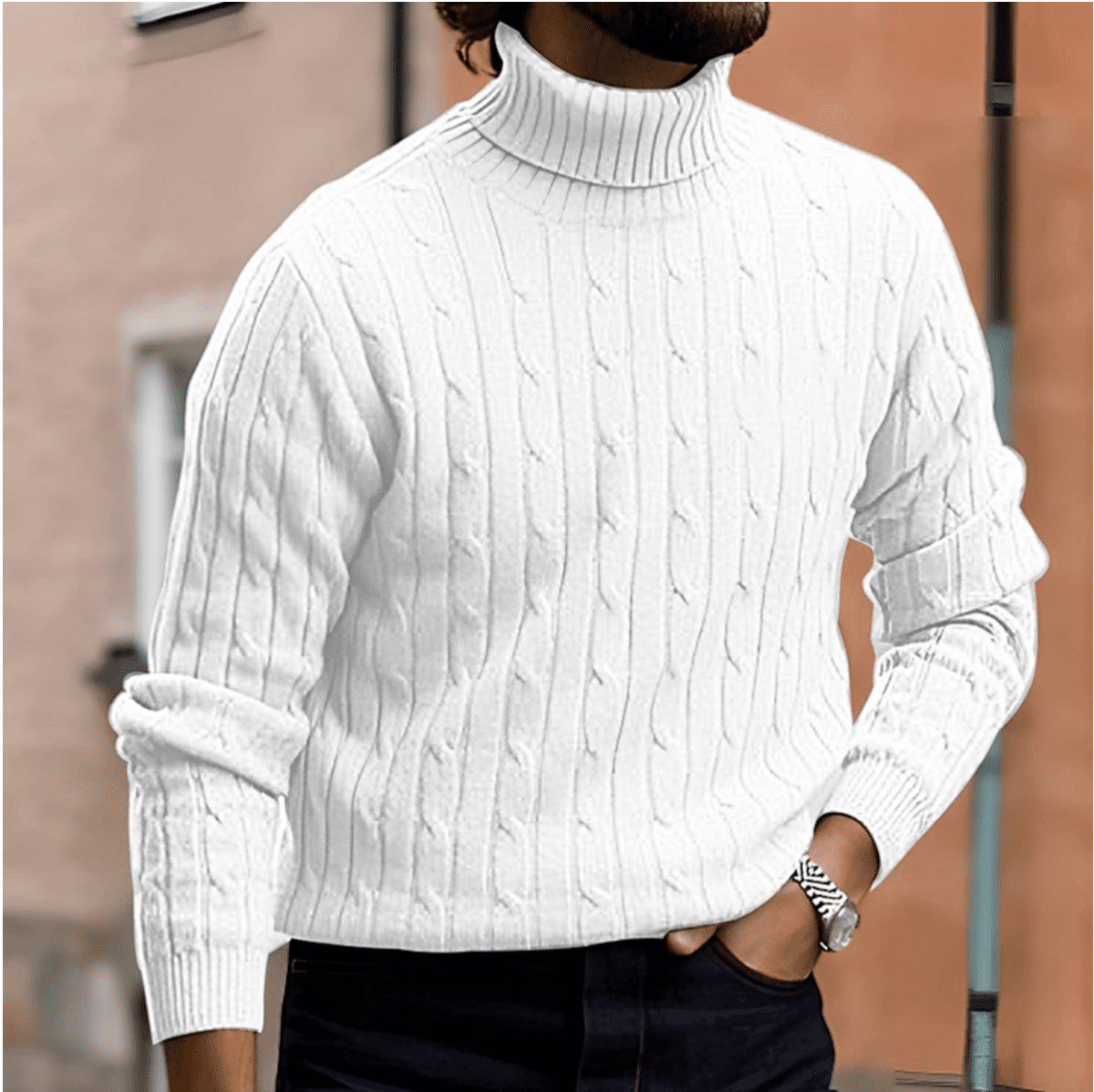 Elegant Mens Turtleneck Sweater In Soft Knit Fabric In Various Colors - Nalani - UK Fashion Clothing and Decor