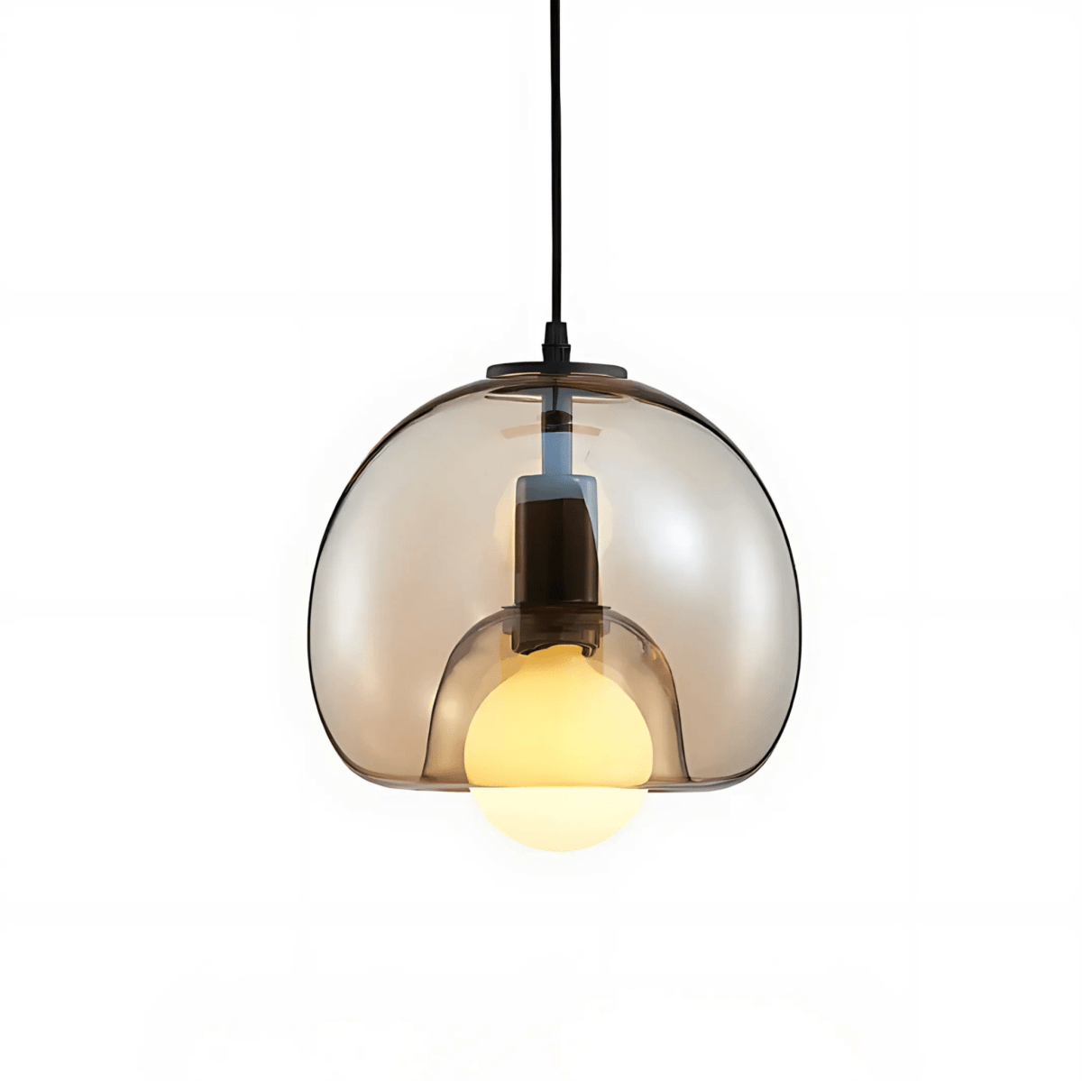 Handblown Glass Pendant Lights In Smoke Grey Clear Amber - Nalani - UK Fashion Clothing and Decor