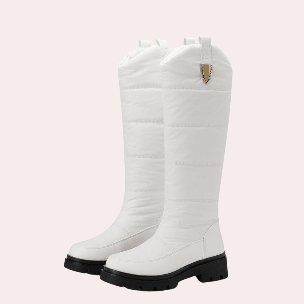 Knee High Boots With Quilted Shaft Sleek Fit And Lug Sole - Nalani - UK Fashion Clothing and Decor
