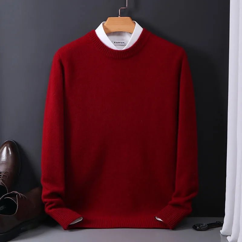 Mens Crew Neck Sweater With Ribbed Hem And Cuffs Classic Knitwear - Nalani - UK Fashion Clothing and Decor