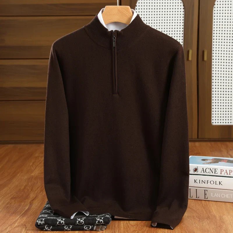 Men's Half Zip Mock Neck Pullover Tailored Fit Layering Essential - Nalani - UK Fashion Clothing and Decor