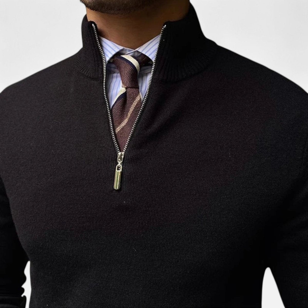 Mens Half Zip Sweater Classic Tailored Knit Smart Casual Layer - Nalani - UK Fashion Clothing and Decor