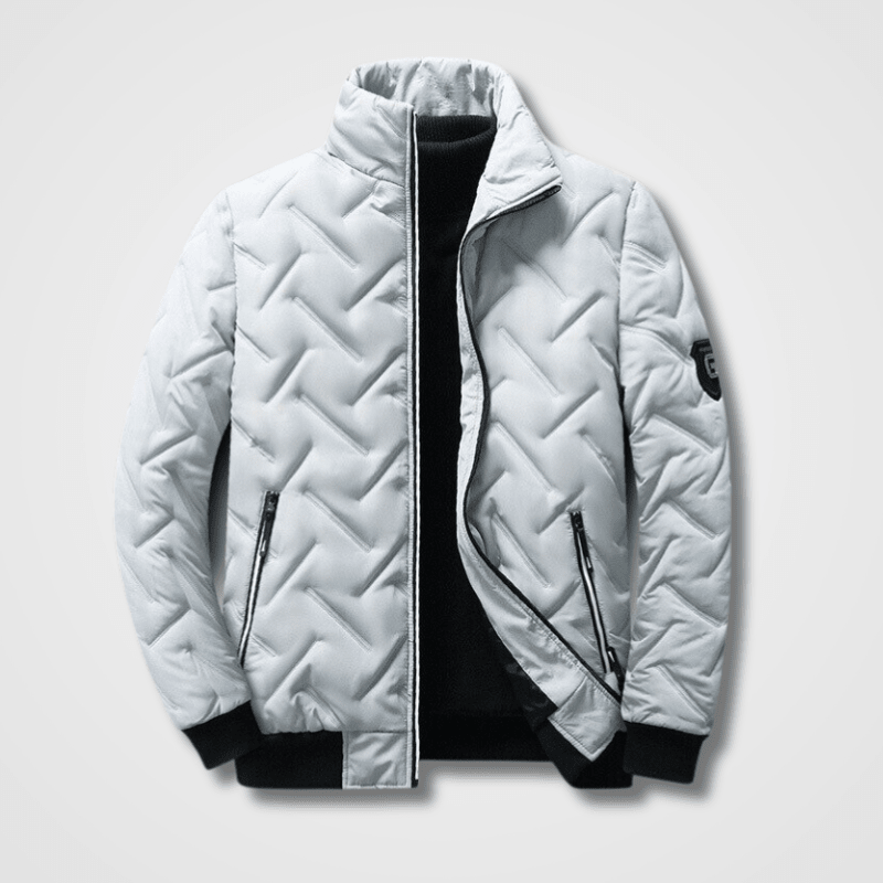 Mens Quilted Bomber Jacket With High Collar And Zip Pockets - Nalani - UK Fashion Clothing and Decor