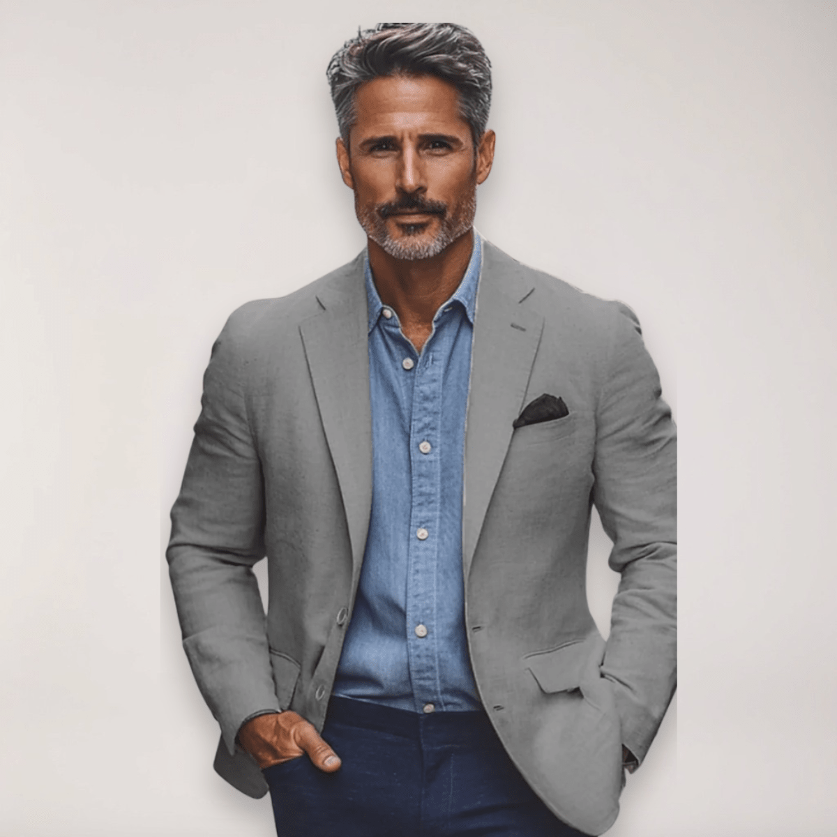 Mens Tailored Blazer Smart Casual Jacket Beige Navy Grey - Nalani - UK Fashion Clothing and Decor