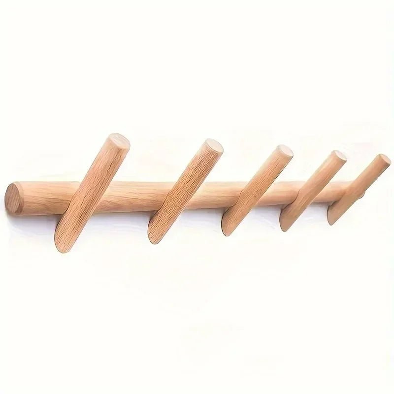 Nordic Wooden Wall Coat Rack With 4 Or 5 Hooks For Mounting - Nalani - UK Fashion Clothing and Decor