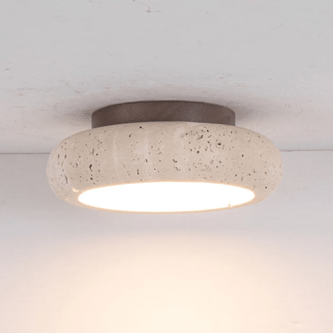 Retro Travertine Ceiling Light With Wood Accent Vintage - Nalani - UK Fashion Clothing and Decor