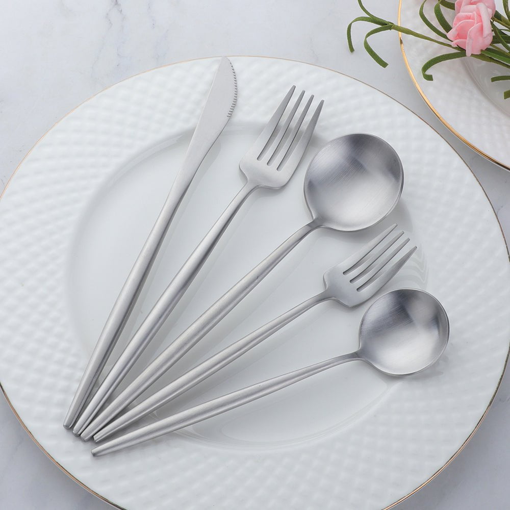 Slim Stainless Steel Cutlery Set 16 or 20 Piece Dining - Nalani - UK Fashion Clothing and Decor