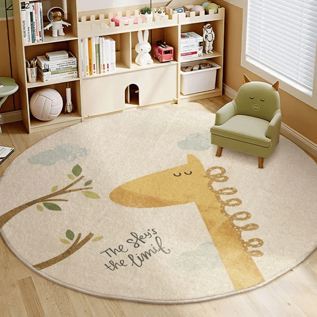 Soft Round Children Rug With Animal Motifs For Play And Reading - Nalani - UK Fashion Clothing and Decor