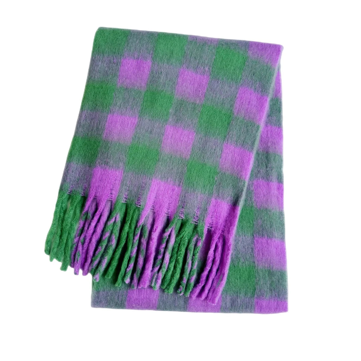 Thick Warm Plaid Cashmere Winter Scarf Rainbow Hues - Nalani - UK Fashion Clothing and Decor