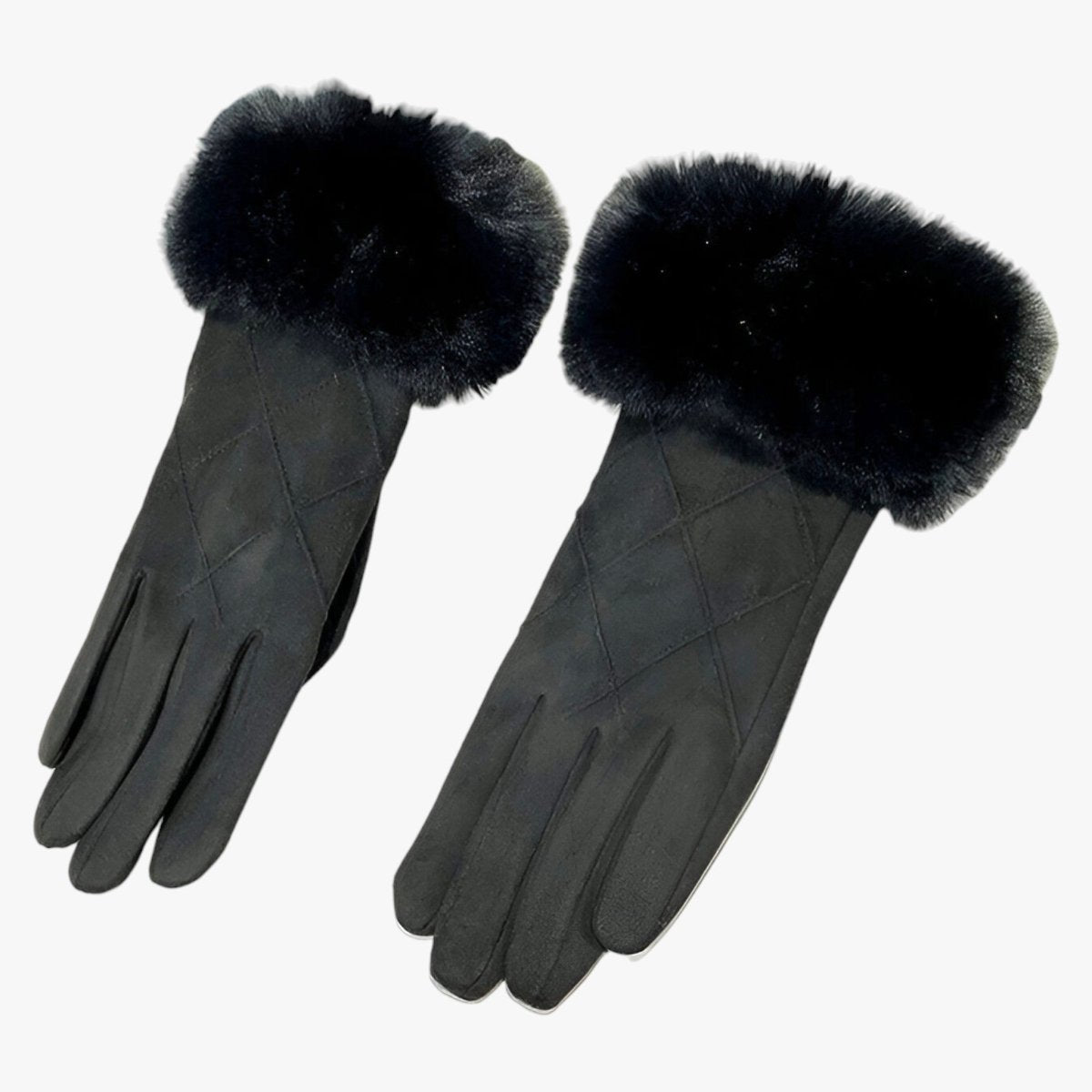Winter Suede Plaid Gloves With Touchscreen Fleece Lined - Nalani - UK Fashion Clothing and Decor